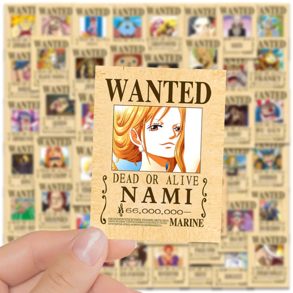 One Piece Wanted Posters Stickers (50pcs)