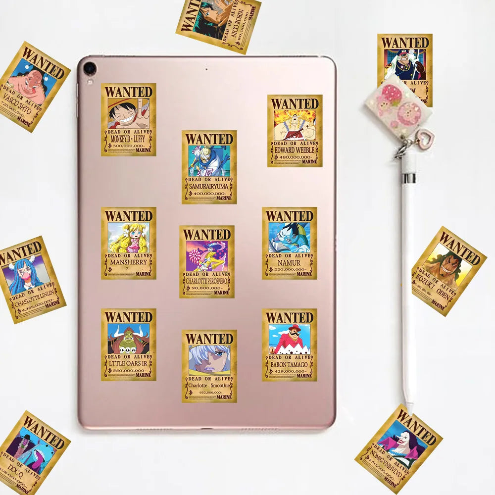 One Piece Wanted Posters Stickers (50pcs)