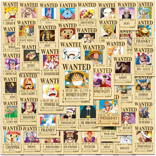 One Piece Wanted Posters Stickers (50pcs)