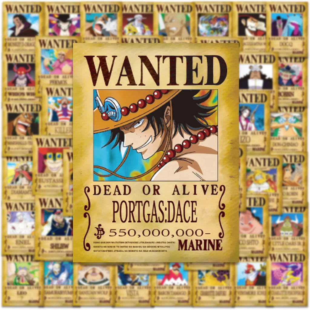 One Piece Wanted Posters Stickers (50pcs)
