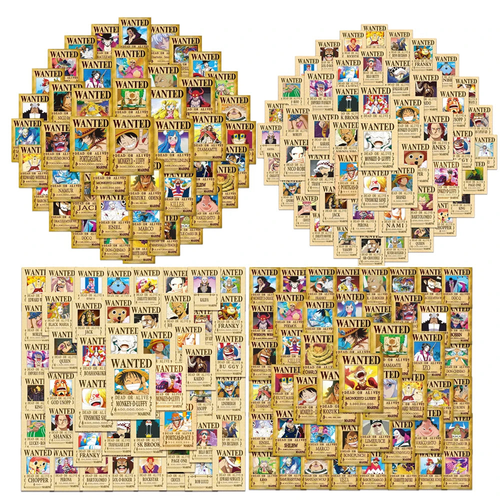 One Piece Wanted Posters Stickers (50pcs)
