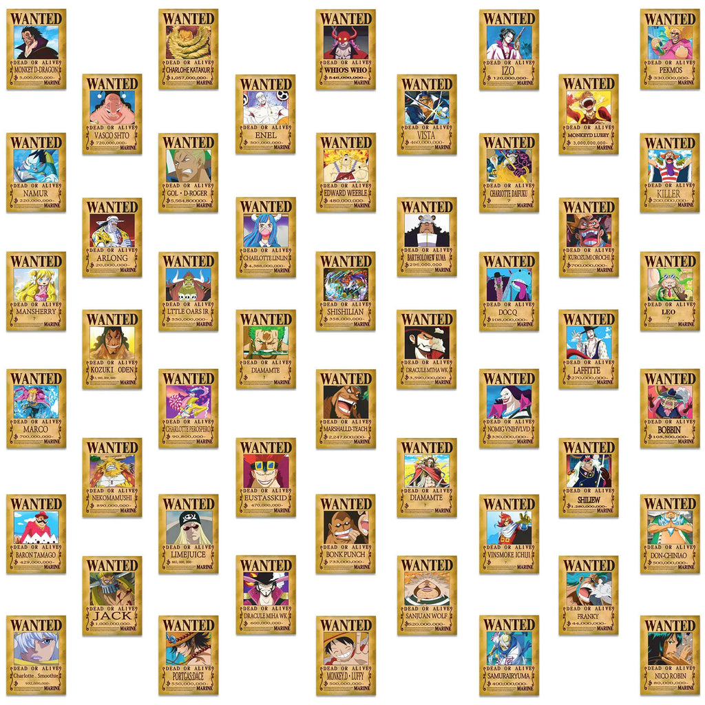 One Piece Wanted Posters Stickers (50pcs)